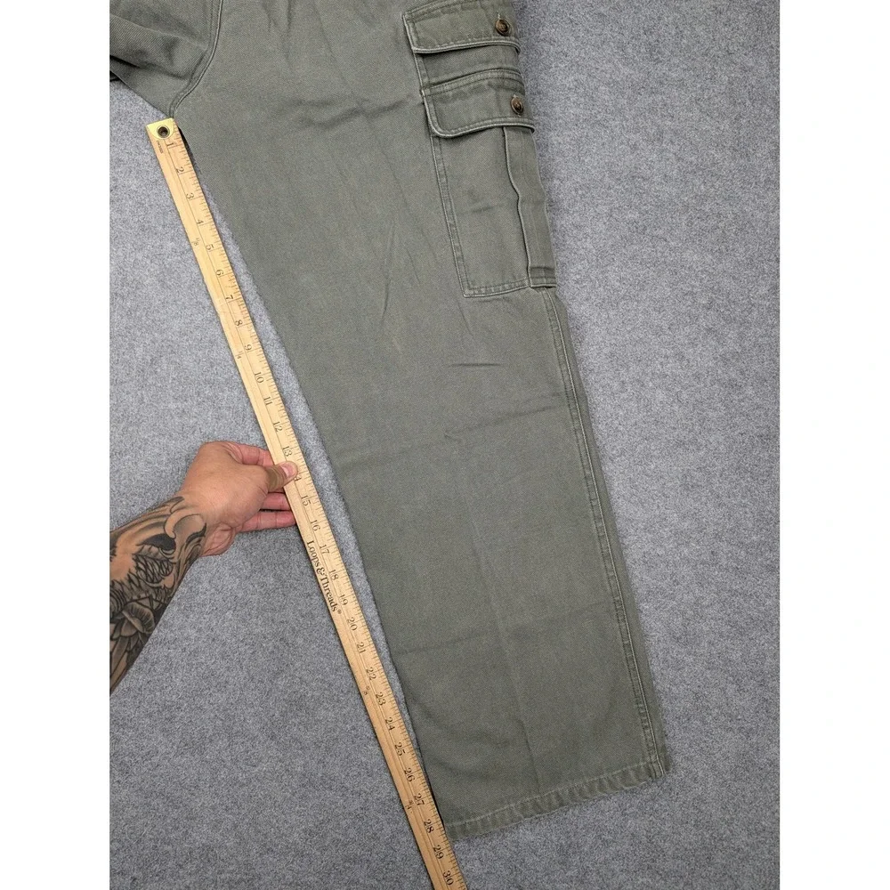 Vintage Orvis Pants Mens 30x29 Green Canvas Cargo Relaxed Fit Hong Kong Workwear